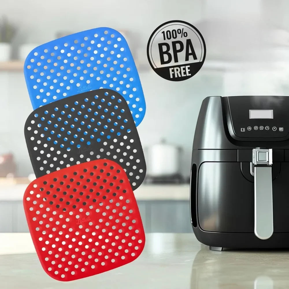 Reusable Air Fryer Liners | Non-Stick Silicone Basket Liner for 5QT & Larger | Dishwasher Safe Parchment Paper Replacement