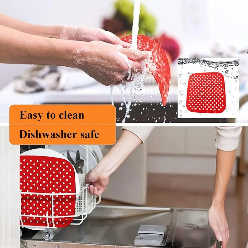 Reusable Air Fryer Liners | Non-Stick Silicone Basket Liner for 5QT & Larger | Dishwasher Safe Parchment Paper Replacement