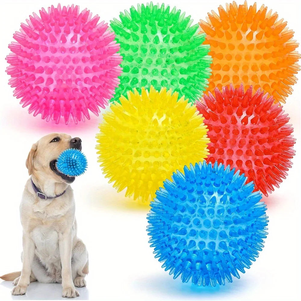 6 pack non-toxic spikey dog toy balls for aggressive chewers and teething puppies
