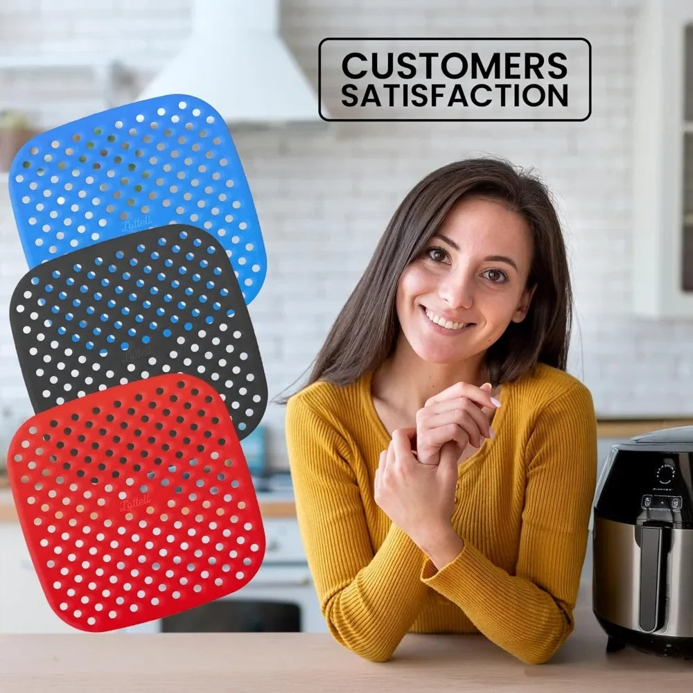 Reusable Air Fryer Liners | Non-Stick Silicone Basket Liner for 5QT & Larger | Dishwasher Safe Parchment Paper Replacement