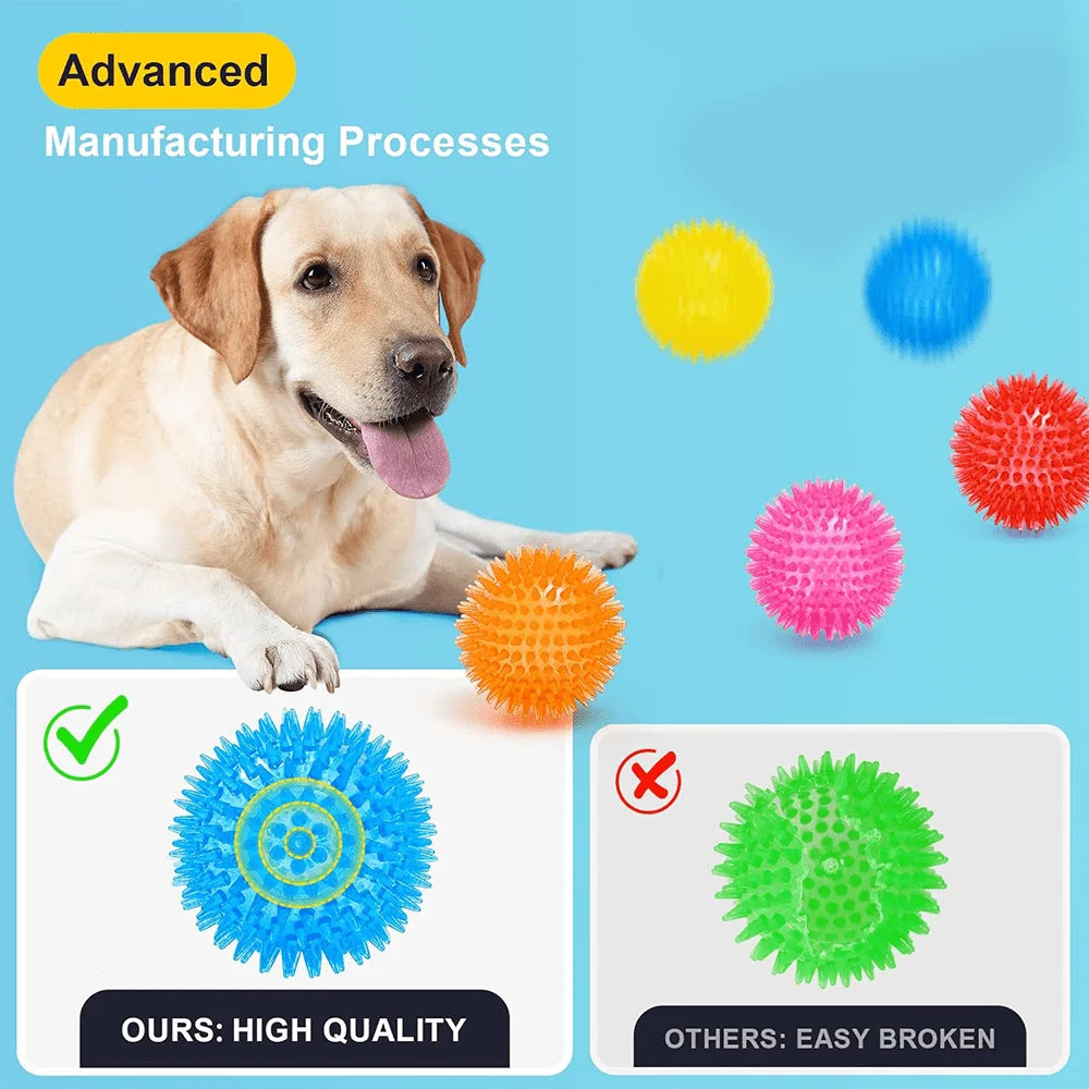6 pack non-toxic spikey dog toy balls for aggressive chewers and teething puppies