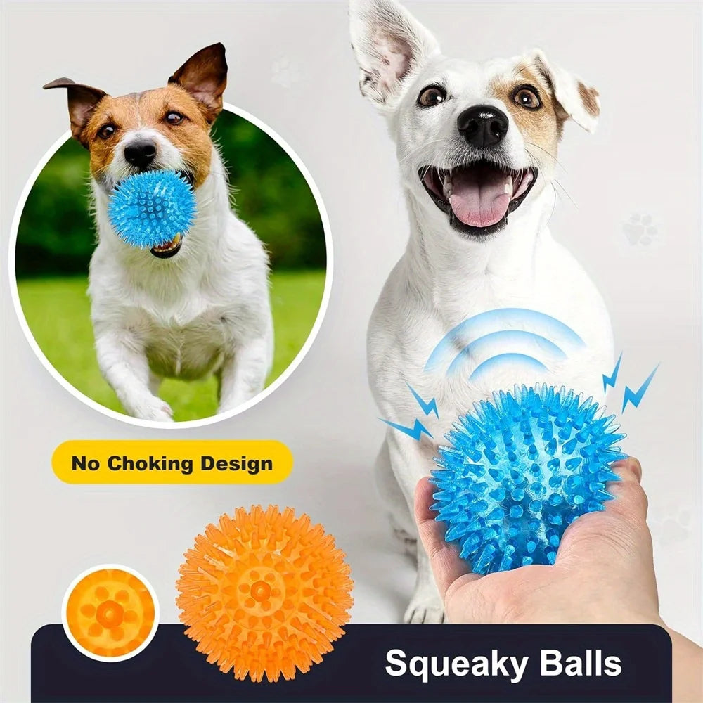 6 pack non-toxic spikey dog toy balls for aggressive chewers and teething puppies