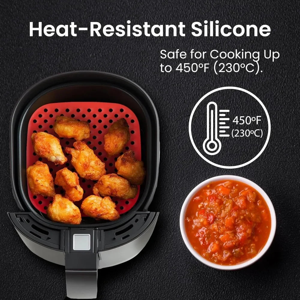 Reusable Air Fryer Liners | Non-Stick Silicone Basket Liner for 5QT & Larger | Dishwasher Safe Parchment Paper Replacement