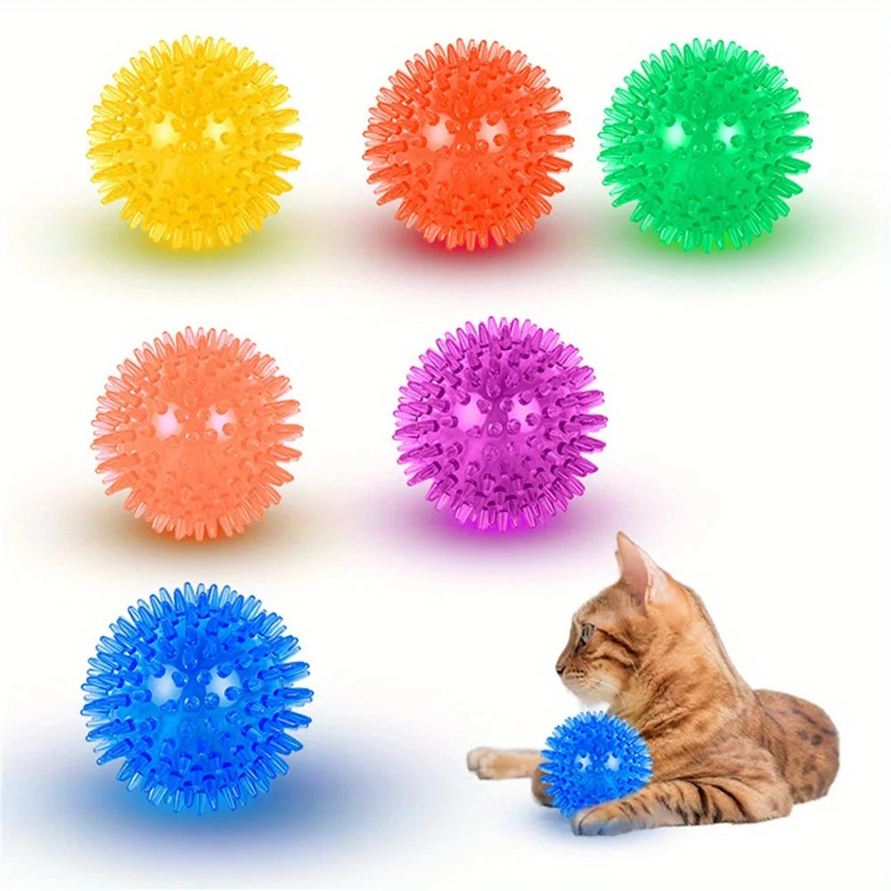 6 pack non-toxic spikey dog toy balls for aggressive chewers and teething puppies